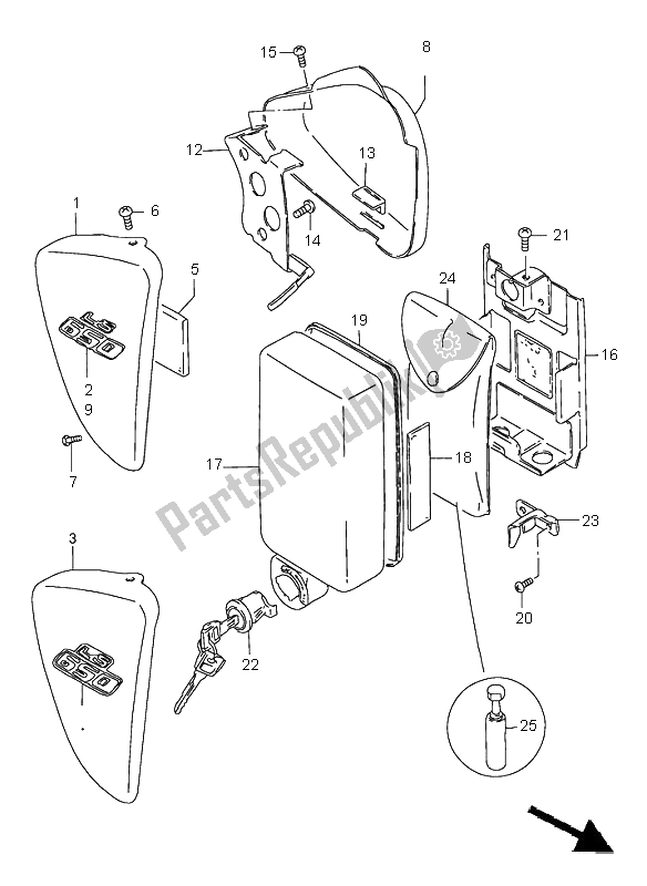 All parts for the Frame Cover of the Suzuki LS 650 Savage 1996