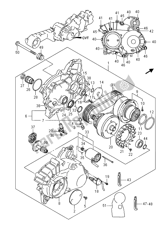 All parts for the Cvt of the Suzuki AN 650Z Burgman Executive 2014