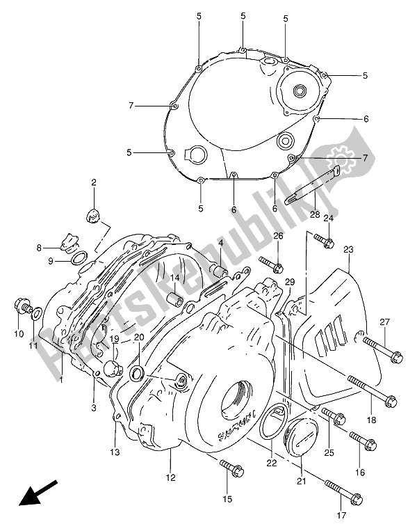 All parts for the Crankcase Cover of the Suzuki GN 250 1990