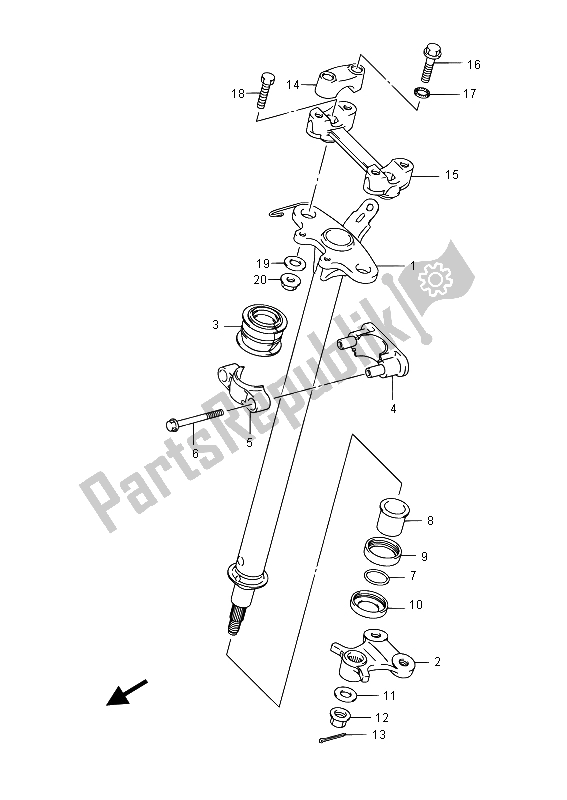 All parts for the Steering Shaft of the Suzuki LT A 750 XVZ Kingquad AXI 4X4 2015