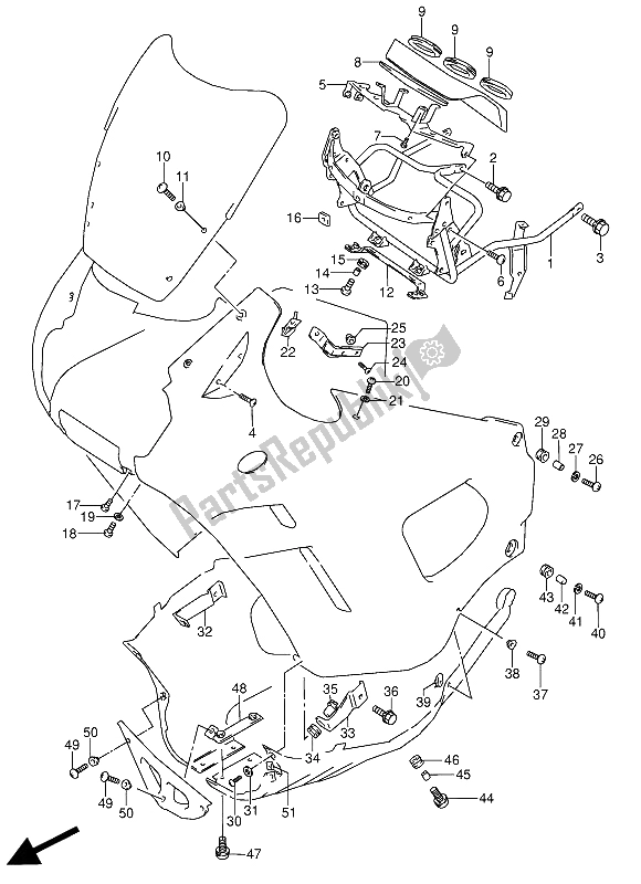 Alle onderdelen voor de Onderdelen Van De Motorkapinstallatie van de Suzuki GSX 600 FUU2 1988