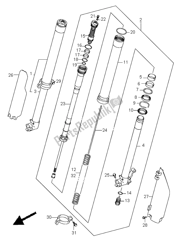 Tutte le parti per il Ammortizzatore Anteriore del Suzuki RM 125 2001