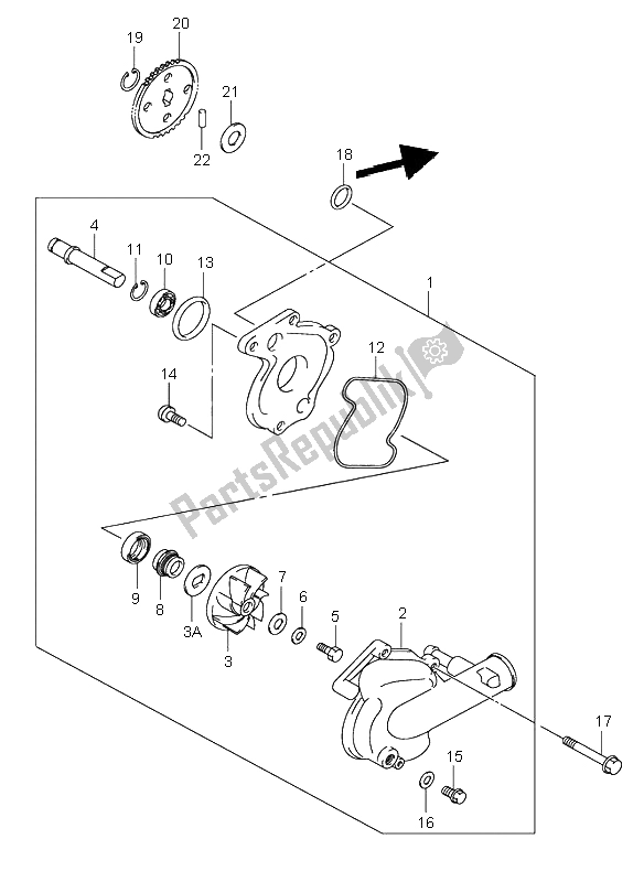 Alle onderdelen voor de Waterpomp van de Suzuki SV 650 NS 1999