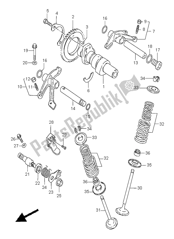 Toutes les pièces pour le Arbre à Cames Et Soupape du Suzuki LS 650 Savage 2003