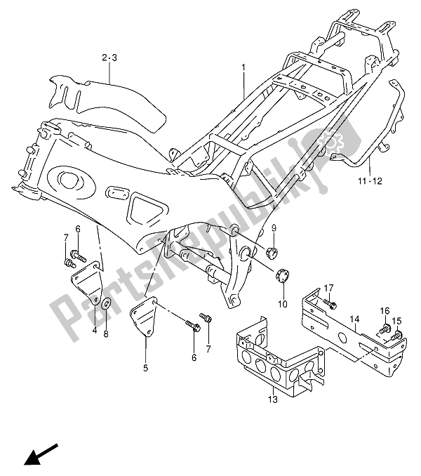 Tutte le parti per il Telaio del Suzuki RF 600 RU 1994