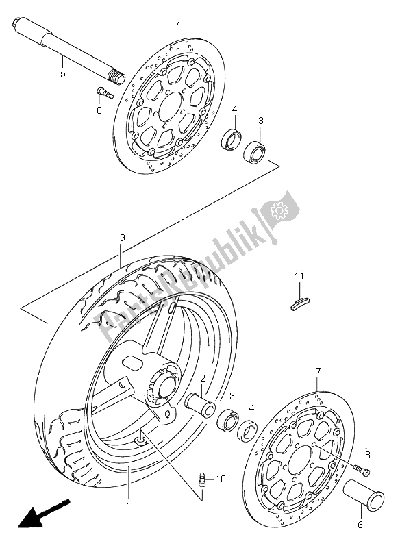 Tutte le parti per il Ruota Anteriore del Suzuki GSX R 750 2000