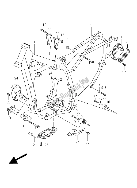 Todas las partes para Marco de Suzuki DR Z 400E 2005