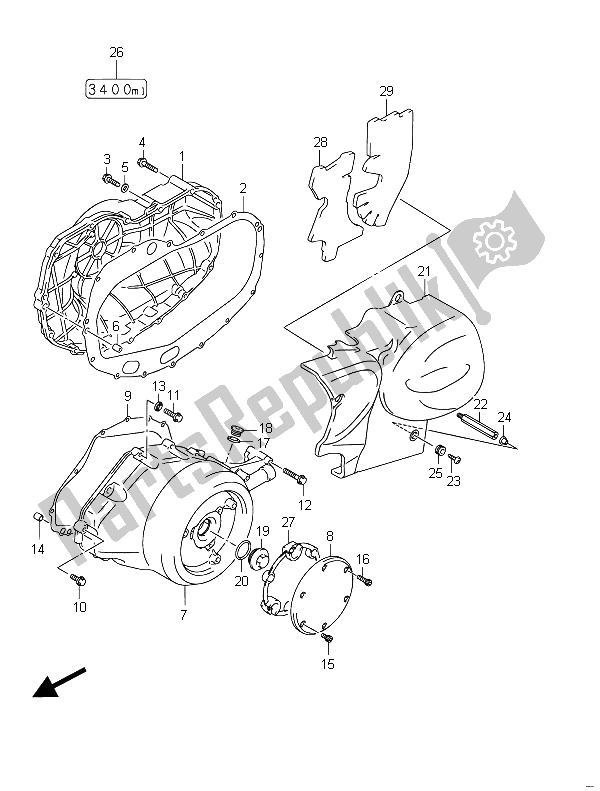 All parts for the Crankcase Cover of the Suzuki VZR 1800 NZR M Intruder 2011