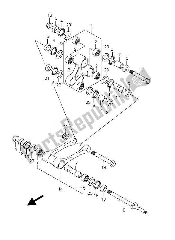 All parts for the Rear Cushion Lever of the Suzuki RM Z 250 2010