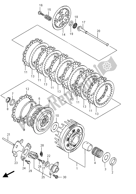 All parts for the Clutch of the Suzuki VZ 800 Intruder 2015