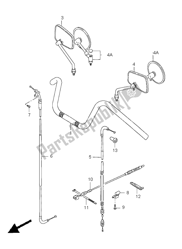 All parts for the Handlebar & Cable of the Suzuki LS 650 Savage 2003