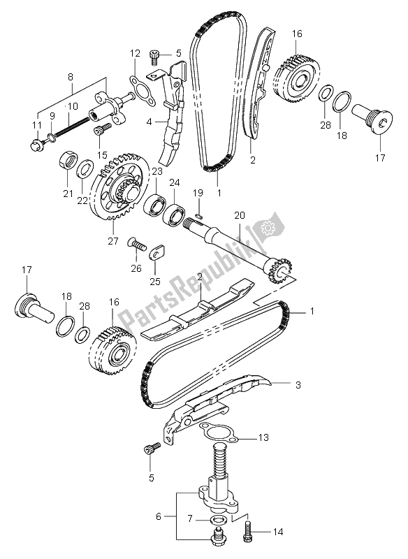 All parts for the Cam Chain of the Suzuki DL 1000 V Strom 2006