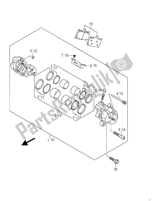 All parts for the Front Caliper (gsf650) of the Suzuki GSF 650 Sasa Bandit 2011