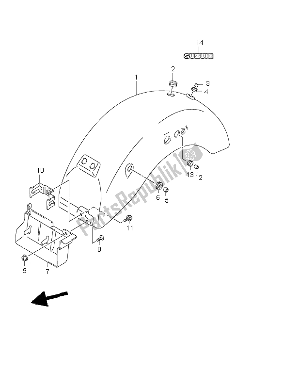 All parts for the Rear Fender of the Suzuki VL 250 Intruder 2004