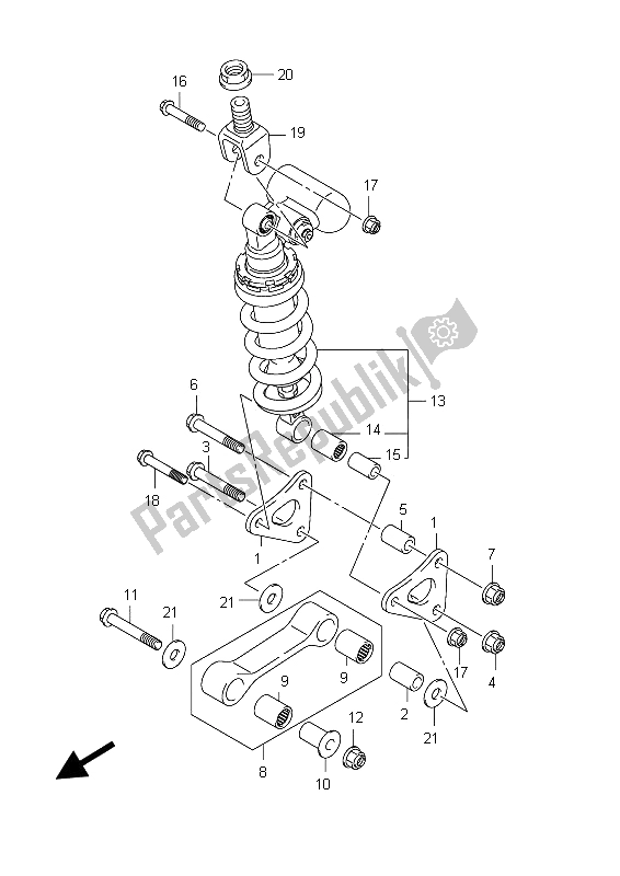 Toutes les pièces pour le Levier De Coussin Arrière (gsx-r600 E24) du Suzuki GSX R 600 2012