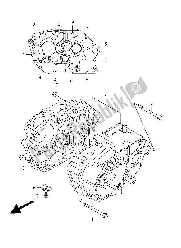 All parts for the Crankcase of the Suzuki DR Z 125 SW LW 2009