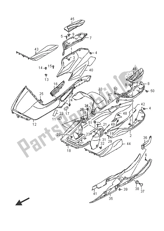 All parts for the Footboard of the Suzuki AN 650Z Burgman Executive 2016