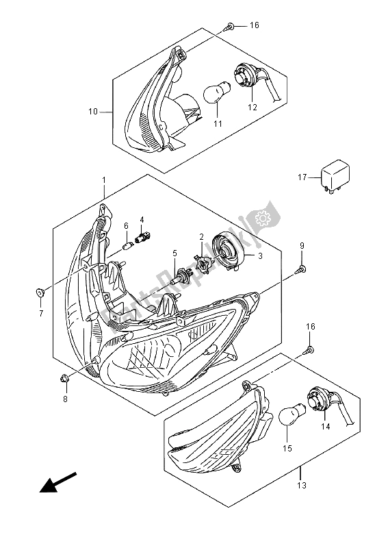 Tutte le parti per il Lampada Frontale Combinazione del Suzuki UH 125A Burgman 2015