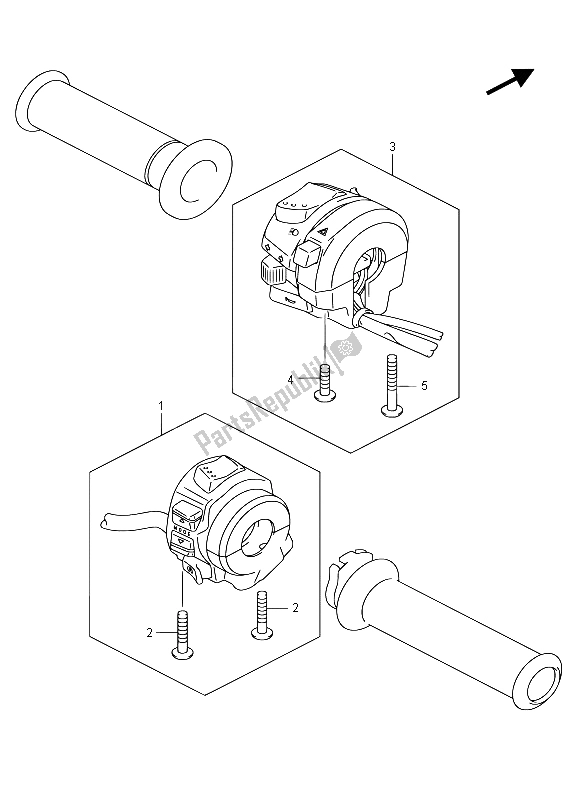 Toutes les pièces pour le Interrupteur De Poignée (gsx1300ra E02) du Suzuki GSX 1300 RA Hayabusa 2015