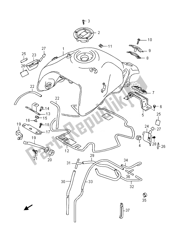 All parts for the Fuel Tank of the Suzuki DL 650A V Strom 2014