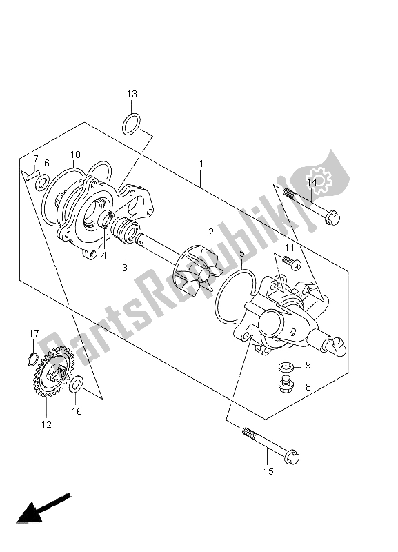 Todas as partes de Bomba De água do Suzuki LT A 750 XPZ Kingquad AXI 4X4 2011