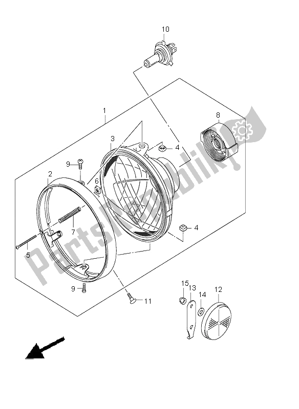 All parts for the Headlamp Assy (e24) of the Suzuki GSX 1400 2005