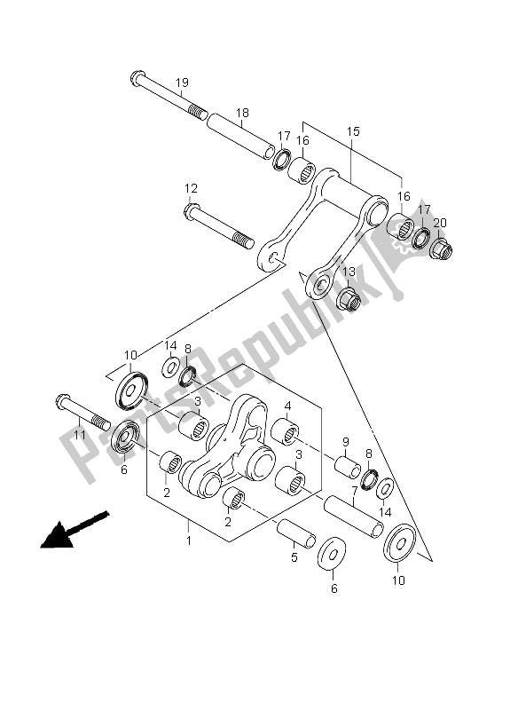 Tutte le parti per il Leva Del Cuscino Posteriore del Suzuki DR Z 125 SW LW 2008