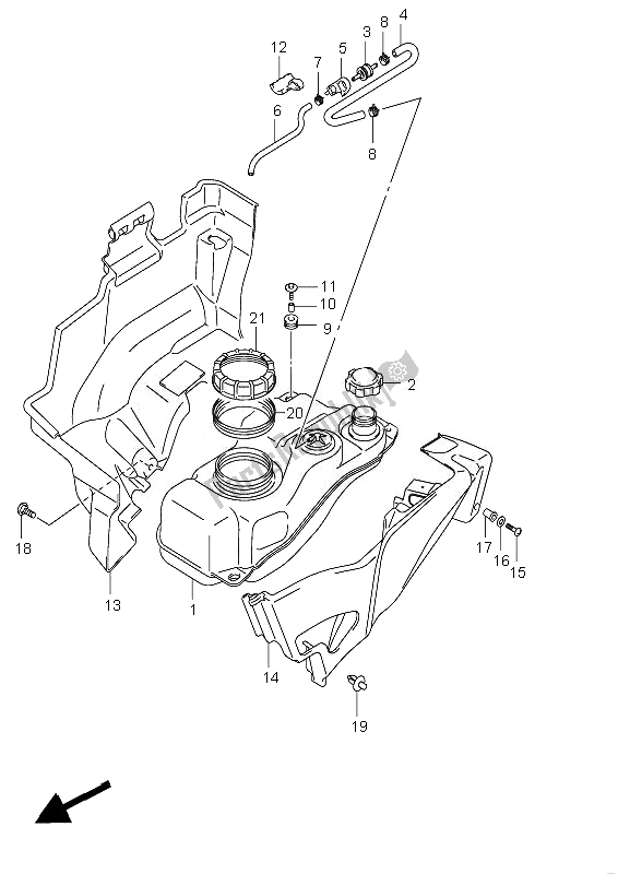 All parts for the Fuel Tank of the Suzuki LT A 750 XZ Kingquad AXI 4X4 2010