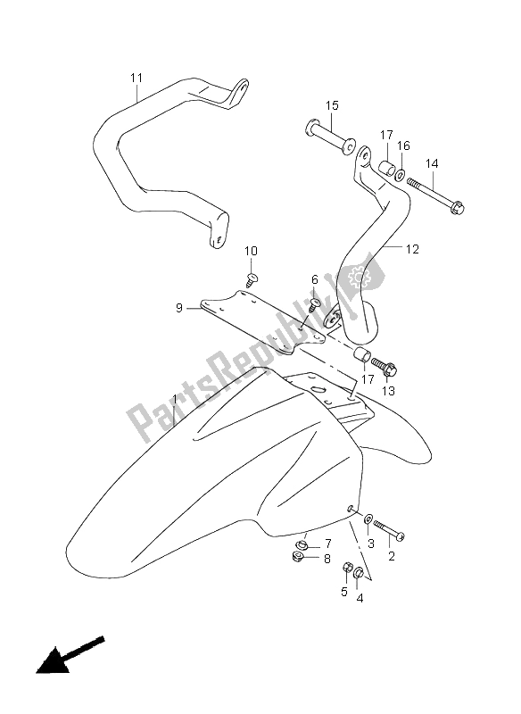 All parts for the Front Fender of the Suzuki XF 650 Freewind 2001