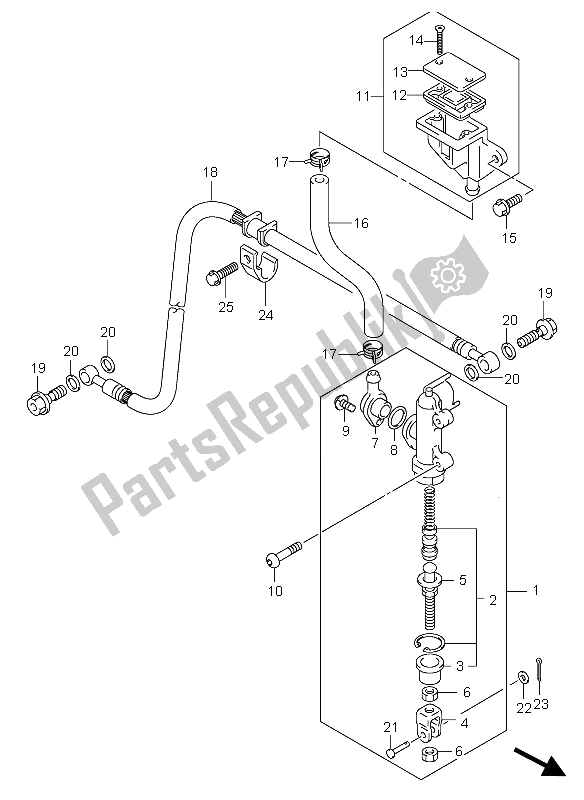 Tutte le parti per il Pompa Freno Posteriore del Suzuki GSX R 750 2004