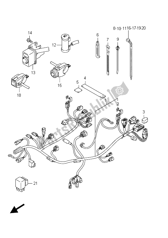 Todas as partes de Chicote De Fiação do Suzuki RMX 450Z 2012