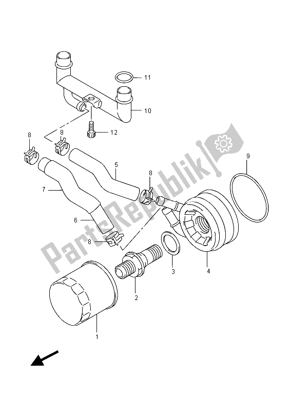 Alle onderdelen voor de Olie Koeler van de Suzuki AN 650Z Burgman Executive 2015