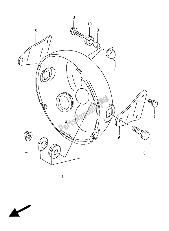 All parts for the Headlamp Housing of the Suzuki GS 500 2002