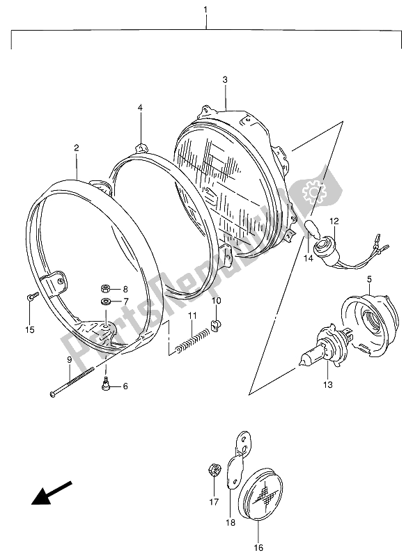 Todas las partes para Faro (excepto E2-e24) de Suzuki VX 800U 1994