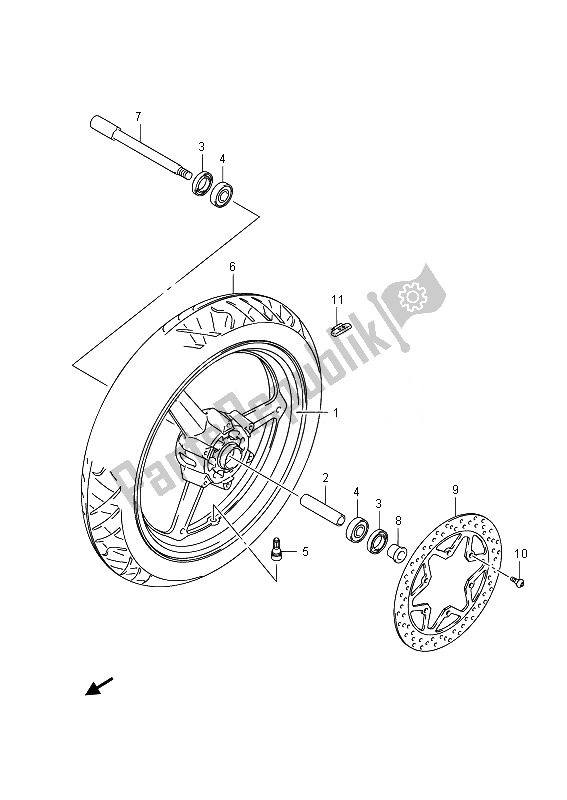 Todas las partes para Rueda Delantera de Suzuki GW 250 Inazuma 2014