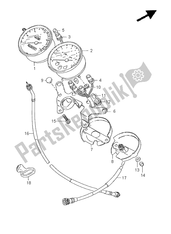 All parts for the Speedometer & Tachometer of the Suzuki GN 125E 1997