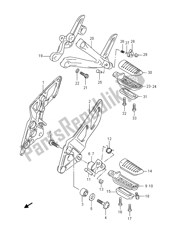 Todas las partes para Reposapiés de Suzuki GSF 1250 SA Bandit 2014