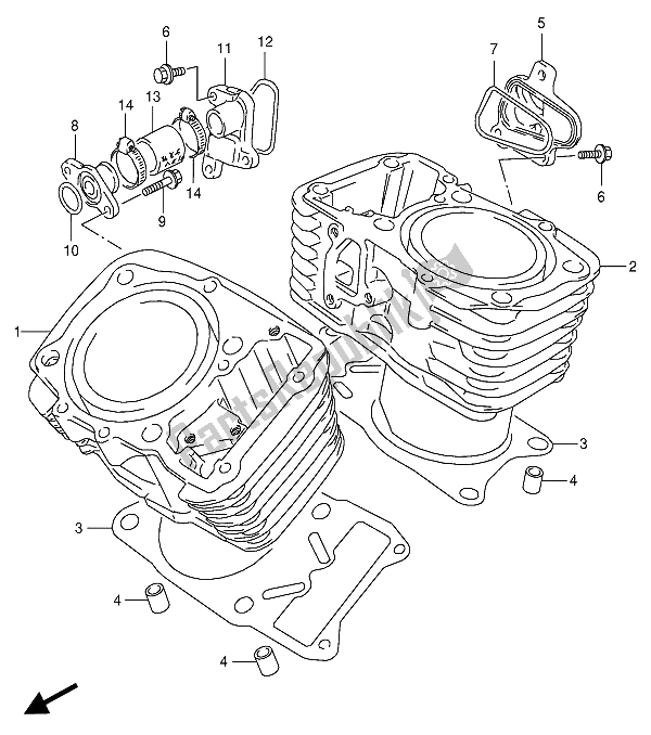 Alle onderdelen voor de Cilinder van de Suzuki VX 800U 1993