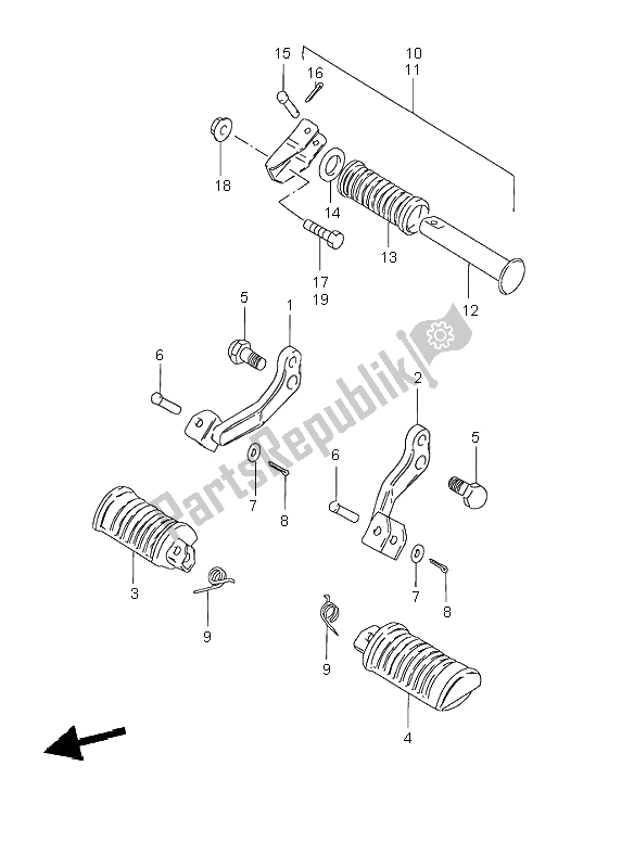 All parts for the Footrest of the Suzuki GN 125E 1996