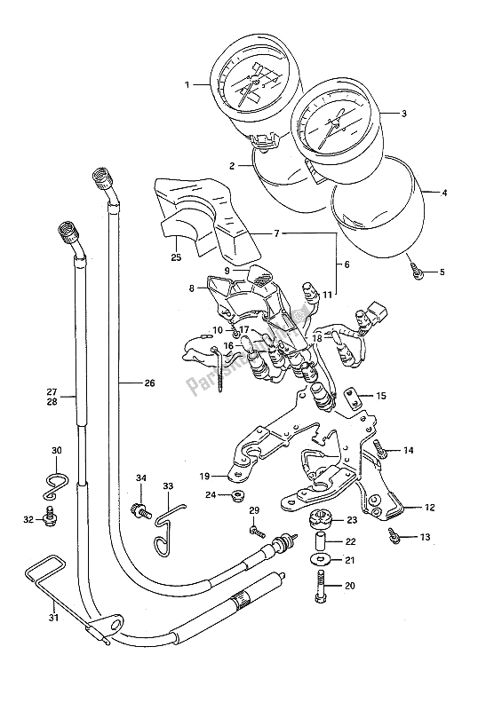 All parts for the Speedometer of the Suzuki GSF 400 Bandit 1993