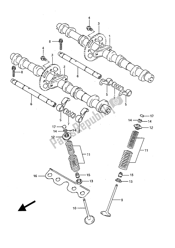 All parts for the Camshaft & Valve of the Suzuki GSX R 750 1991