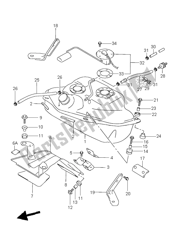 Alle onderdelen voor de Benzinetank van de Suzuki VL 1500 Intruder LC 2000