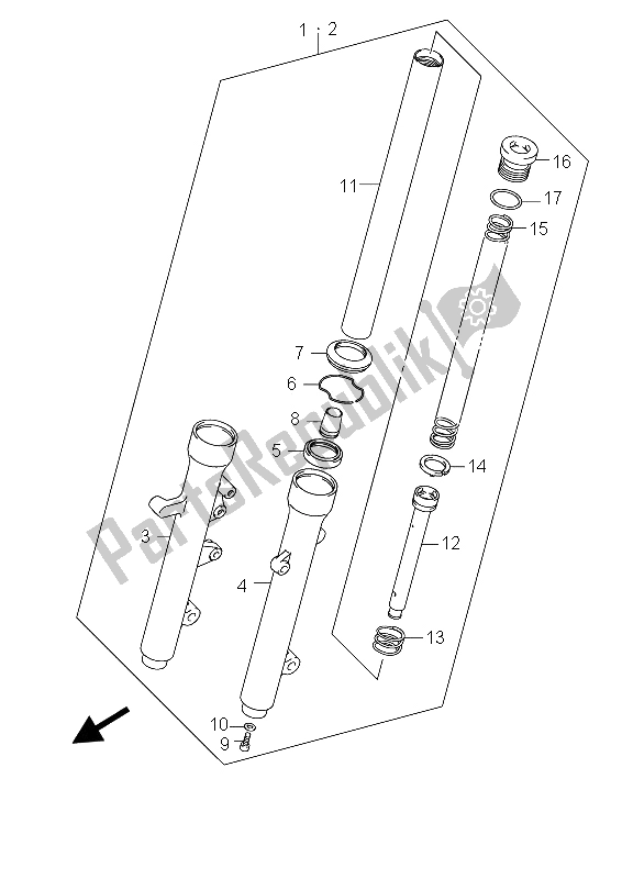 Tutte le parti per il Ammortizzatore Forcella Anteriore (executive E Racing) del Suzuki UH 125 Burgman 2011