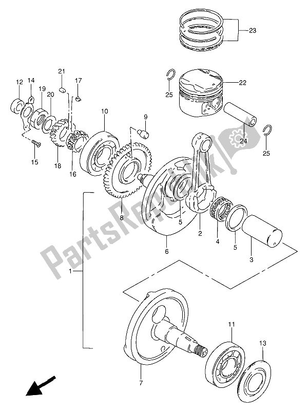 All parts for the Crankshaft of the Suzuki GN 250 1988