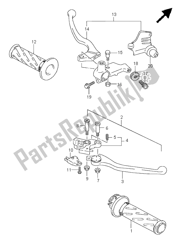 All parts for the Handle Lever of the Suzuki GSF 600N Bandit 1995