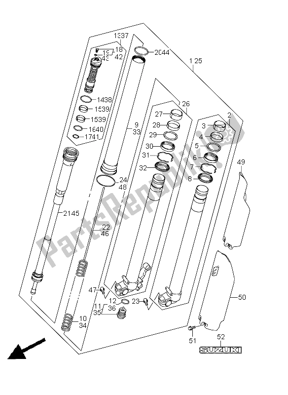 Tutte le parti per il Ammortizzatore Anteriore del Suzuki RMX 450Z 2011