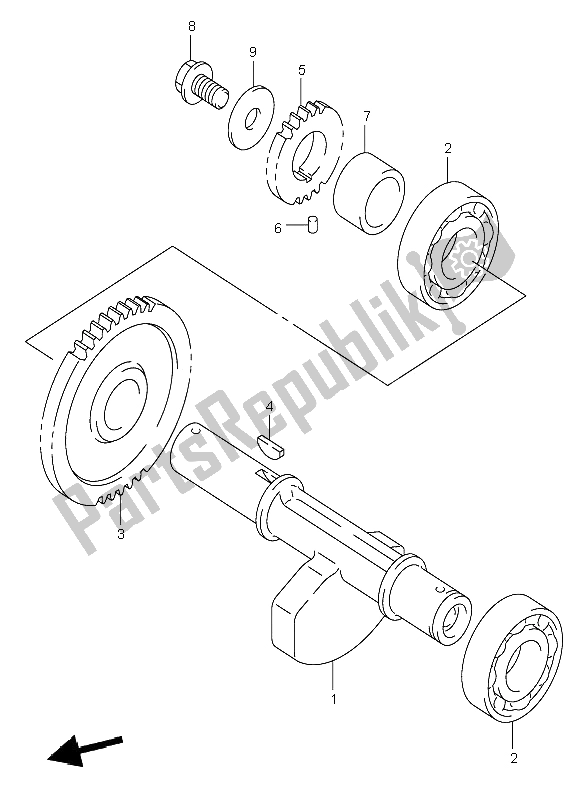 All parts for the Crank Balancer of the Suzuki LT A 500F Vinson 4X4 2006