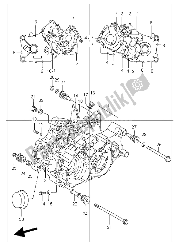 Todas as partes de Bloco Do Motor do Suzuki LT F 250 Quadrunner 2001