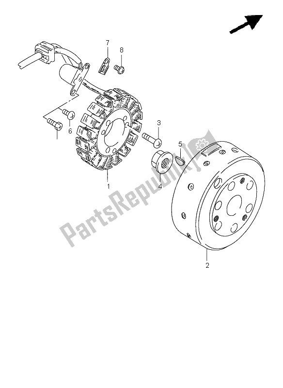 All parts for the Magneto of the Suzuki GN 250E 1999