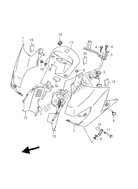 Tutte le parti per il Coperchio Laterale Serbatoio Carburante del Suzuki GSR 600A 2010